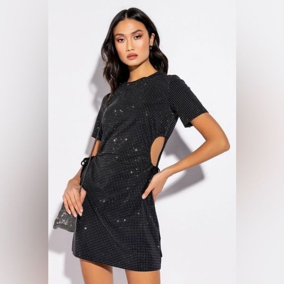 AKIRA Dresses & Skirts - AKIRA LEVEL UP T SHIRT DRESS WITH SIDE CUT OUT LG NWT